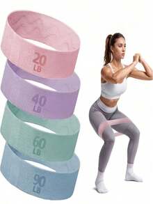 Benzi de rezistență din material textil, benzi de rezistență pentru yoga, pilates și recuperare pentru picioare și fese, benzi elastice de fitness - Multicolor - Vizualizare 2