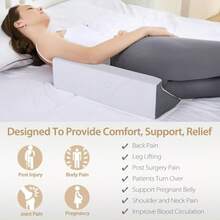 Almohada de cuña para dormir posicionadores de espalda y cuerpo para dolor de espalda prevención de úlceras por decúbito después de la cirugía apoyo para el embarazo soporte para el - Blanco gris - Ver 2