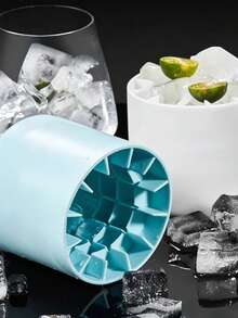 1pc Portable Silicone Ice Cube Tray, Reusable Ice Mold/Cylindrical 3D Ice Maker, Easy Release, Multi-Compartment Design, Minimalist Bucket Shape With Lid, Suitable For Making Ice Cubes, Ice Buckets And Cylindrical Ice Cups - Multicolor - View 4