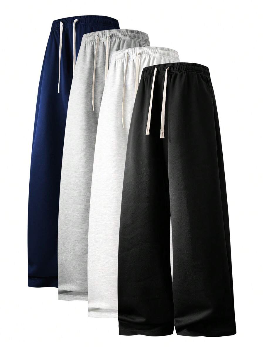 Men's Solid Color Plain Sweatpants Casual Athletic Elastic Waist Drawstring Trousers For Gym Running Travel Spring Summer Fall - màu đen - Xem 1