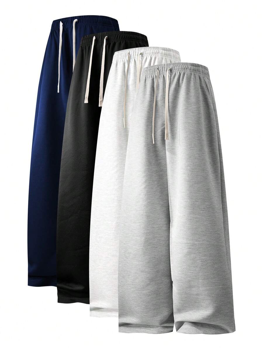 Men's Solid Color Plain Sweatpants Casual Athletic Elastic Waist Drawstring Trousers For Gym Running Travel Spring Summer Fall - Màu Xám nhạt - Xem 1