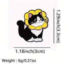 3pcs Cute Black Cat Cartoon Brooch, Original Design Cat Enamel Brooch, Adorable Pet Lapel Pin, Student Backpack Accessory Gift, Clothing & Bag Decor Metal Animal Brooch Badge - A - View 3