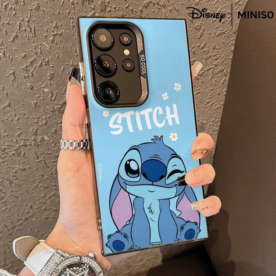 名创优品迪士尼史迪奇眨眼蓝色镜面手机壳,“STITCH”字母保护套,适用于三星S26 Ultra/S26 Edge/S26 Plus/S26/S25 Ultra/S25 Plus/S25/S25FE/S25Edge/S24 Ultra/S24 Plus/S24/S24FE/S23FE/S23 Ultra/S23 Plus/S23/S22 Ultra/S22 Plus/S22/A15/A16/A17/A35/A36/A54/A55/A56/ 圣诞礼物,送给女朋友 - 黑色 - 查看 1
