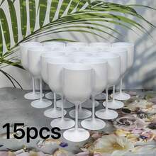 480毫升白色高脚杯，采用防碎耐压材料制成。香槟杯，适用于婚礼/派对/野餐，情人节礼物佳选。 - A - 查看 5