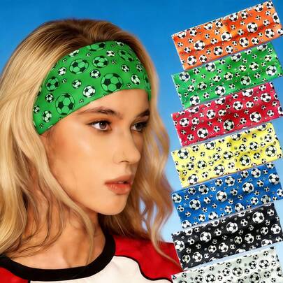 随机颜色/1/3/6条装足球头带，世界杯加油弹力运动头带，男女通用吸汗头带