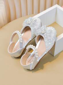 1 Pair Baby Flat Shoes, Girls Princess Shoes With Rhinestones, Spring/Autumn Toddler Shoes - Beige - View 8