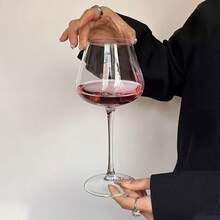 2pcs/Set Luxury Large Belly Red Wine Glasses, Crystal Stemware, Burgundy Wine Glasses - Transparent - View 5