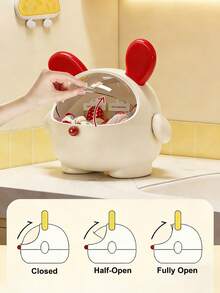 1pc Rabbit Shaped Desktop Storage Box, Cute Accessory Organizer Box With Flip Cover - Multipurpose Storage For Cosmetics, Candy, Keys, Jewelry Etc. | Suitable For Office, Dorm, Bedroom Desk Organization | Great Gift For Girls, Birthday, Back To School, Christmas Decor, Easter, Women's Day, Mother's Day, Children's Day - Multicolor - View 7
