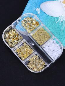 6件套金属海洋风美甲装饰品，金色海星、贝壳、珍珠、星形吊坠，美甲沙龙用品，适合女性和女孩DIY夏季美甲 - 彩色 - 查看 8