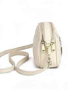 Túi đeo chéo màu be chần bông hình mèo dễ thương, túi chần bông, túi đeo vai mini Kawaii, túi đi làm hàng ngày cho nữ. - trắng - Xem 9