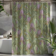 1pc Vintage Floral Print Shower Curtain, High Quality Home Decor Curtain, Modern Versatile Bathroom Matching, All Season Shower Curtain With 12 Hooks - S2572 - View 4
