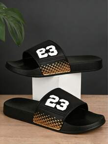 1 Pair (Size 28-50) 2025 Spring/Summer New Numeric & Striped Plus Size Men's Thick Soft-Sole Sandals, Extra Plus Size Women's Flat Sandals, Super Lightweight Breathable Open-Toe Slippers, Non-Slip Durable Arabic Sandals, Bathroom Anti-Slip Slides, Outdoor Beach Shoes, Fashion Flip-Flops, Casual Sandals, Suitable For Home, Office, Bathroom, Outdoor Beach, Wading And Hiking, Daily Commute Versatile - Black - View 8