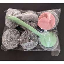 6pcs Detachable Round Pot Brushes, Kitchen Pot Cleaning Sponges, Scratch-Free Dish Washing Balls - 6 Balls + 1 Short Handle + 1 Long Handle (1 Pack) - View 11