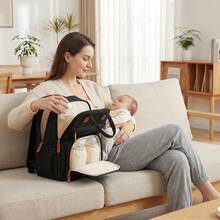 Ba lô đựng tã cho bé unisex, phù hợp cho cả bố và mẹ, có tấm lót tã, 16 ngăn, túi đựng núm vú giả, túi đựng tã dung tích lớn tiện dụng khi đi du lịch. - màu đen - Xem 6