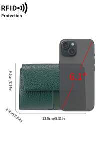 MIYIN Women's Short Soft Large Capacity Wallet, Multi-Functional Multi-Layer Design, Elegant Patchwork Magnetic Closure, Multi-Card Slot Clutch, Dual Zipper Coin Pocket ID Card Holder, Lightweight Three-Fold Practical Handbag, Suitable For Party, Date, Holiday Gift - Dark Green - View 12
