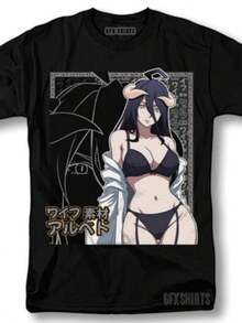 Overlord Albedo Shirt  Waifu Anime Waifu Senpai Manga Graphic T-Shirt - 黑色 - 查看 1