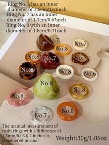 CHOSHILAR 14pcs Transparent Resin Asymmetrical Shaped Ring Set, Personalized Gradient Floral Pattern Rings (Note: Due To The Handmade Gradient Dyeing Process, Each Ring's Pattern Is Unique, And There May Be Some Color Variations Between Batches) - Color 3 - View 5