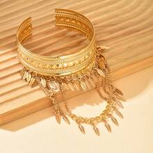 1 pieza Brazalete vintage con borlas de estilo de Oriente Medio, accesorio de danza exótica, artículo de moda para eventos y fiestas, verano, playa, boda - Dorado - Ver 13