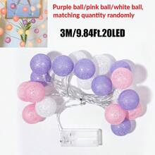 1 Stück 1,5/3 Meter 10/20 Stück Macaron-Farben LED-Lichterkette mit Kugeln - Heimdekoration Schlafzimmer Wanddekoration, geeignet für Schlafzimmerwände, Hochzeiten, Geburtstagsfeiern, zum Schaffen einer festlichen Atmosphäre, geeignet für Hochzeitsdekoration, Geburtstagsdekoration, Schlafzimmer-Feenlichter - Lila, Rosa, Weiß - Übersicht 10