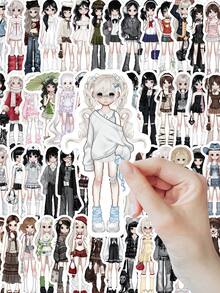 Zestaw 96 naklejek z uroczymi dziewczynami, modne naklejki w stylu kawaii anime do dziennika, scrapbookingu, na laptopa i telefon, dekoracje DIY, pastelowe, kolorowe wzory strojów, idealny prezent dla nastolatków i miłośników artykułów papierniczych, naklejki na Kindle, naklejki do scrapbookingu, urocze naklejki, akcesoria na biurko, artykuły do scrapbookingu - Ubrania dla dziewcząt - Zobacz 2