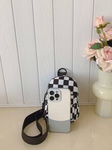 Teenager Laser Mini Backpack, Checkerboard Crossbody Bag, Colorful Chest Bag, Casual Outdoor Phone & Coin Purse - A - View 4