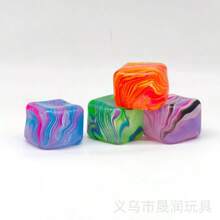 Needoh Flowing Ice Cube Maltose Stress Relief Toy Ice Cube Maltose Squishy Toy - 3.5流紋方塊麥芽糖橙色盒裝 - 查看 1