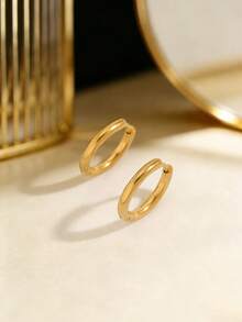 1 Đôi Khuyên Tai Vòng Tròn Tối Giản Bằng Thép Không Gỉ Dành Cho Nam Giới, Khuyên Tai Thường Ngày Thích Hợp Cho Kỳ Nghỉ - Nhiều màu - Xem 3