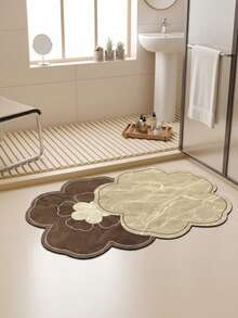 1pc Spring/Summer New Arrival, Absorbent Diatomite Mat, Luxury Faux Marble Floral Pattern Bath Mat, Bathroom Rug, Doormat, Small Carpet, Washable Carpet For Home Decor, Bedroom, Outdoor Use - Multicolor - View 4