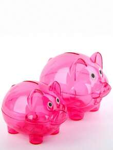 1pc Fashionable Pig Shaped Piggy Bank, Made Of Durable Plastic, Candy Color Coin Bank - Piggy Bank - View 4