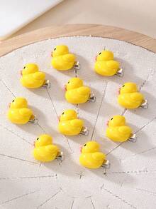 5pcs/10pcs Set Small Yellow Duck Hair Clips Combination, Girls Bangs Side Clips Fishbone Braids Hair Clips Ponytail Clips, Suitable For Daily Wear - Multicolor - View 3