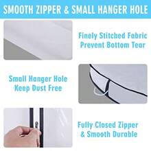 Bolsas de ropa de 60 pulgadas para colgar ropa fundas transparentes a prueba de polillas con refuerzos de 4 pulgadas para almacenamiento de armario y bolsa de ropa colgante de viaje para abrigo suéter chaqueta vestido camisas paquete de 3 - Blanco - Ver 4