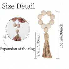 Handmade Woven Napkin Rings With Tassels And Wooden Beads, Adjustable, Suitable For Rustic Farmhouse Dining Table Decor, Bohemian Style - wood - View 3