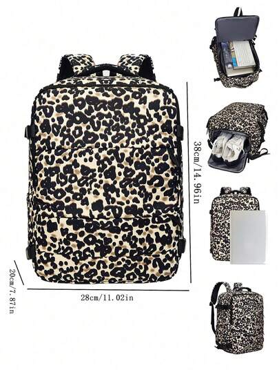 กระเป๋าเป้สะพายหลังระดับไฮเอนด์ลายย้อนยุคและลายเสือดาว ดีไซน์ทันสมัยและใช้งานได้หลากหลาย สไตล์ ความจุขนาดใหญ่ และช่องกระเป๋าหลายช่อง เหมาะสำหรับเดินทางไปโรงเรียน