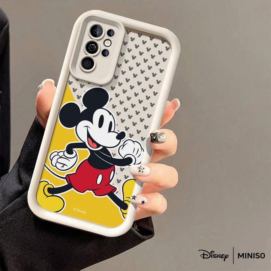MINISO Disney Classic Mickey Mouse Yellow TPU Phone Case, Retro Cartoon Protective Cover Suitable For Samsung S26 Ultra/S26 Edge/S26 Plus/S26/S25 Ultra/S25 Plus/S25/S25FE/S25Edge/S24Ultra/S24Plus/S24/S24FE/S23FE/S23Ultra/S23Plus/S23/S22Ultra/S22Plus/S22/S21Ultra/S21Plus/S21/A15/A16/A17/A23/A24/A25/A26/A33/A34/A35/A36/A52/A53/A54/A55/A56/A71/A72/A73, Christmas Gift For Girlfriend - White - View 1