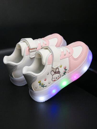 Infant Sports Shoes New LED Shoes Spring Autumn LED Shoes Canvas Shoes Campus Student Leather Casual Fashion Comfortable Student Soft Bottom Non-Slip Wear-Resistant