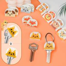 3/6/10个装硅胶防滑钥匙帽 - 动物造型钥匙套，可爱设计，灵活易用，趣味十足，钥匙链配件，适用于门钥匙保护 - 彩色 - 查看 2