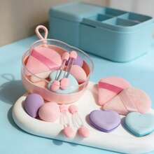 1 Set Makeup Sponge Set, Mini With Storage Box For Foundation & Local Makeup - Pink - View 4