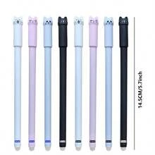 16pcs Cat Shaped Erasable Gel Pens Set, Includes Blue & Black Ink, 0.5mm Fine Point, Suitable For Office, Notes, Diary Planning, Correction Stationery Gift Set - Sets - View 2