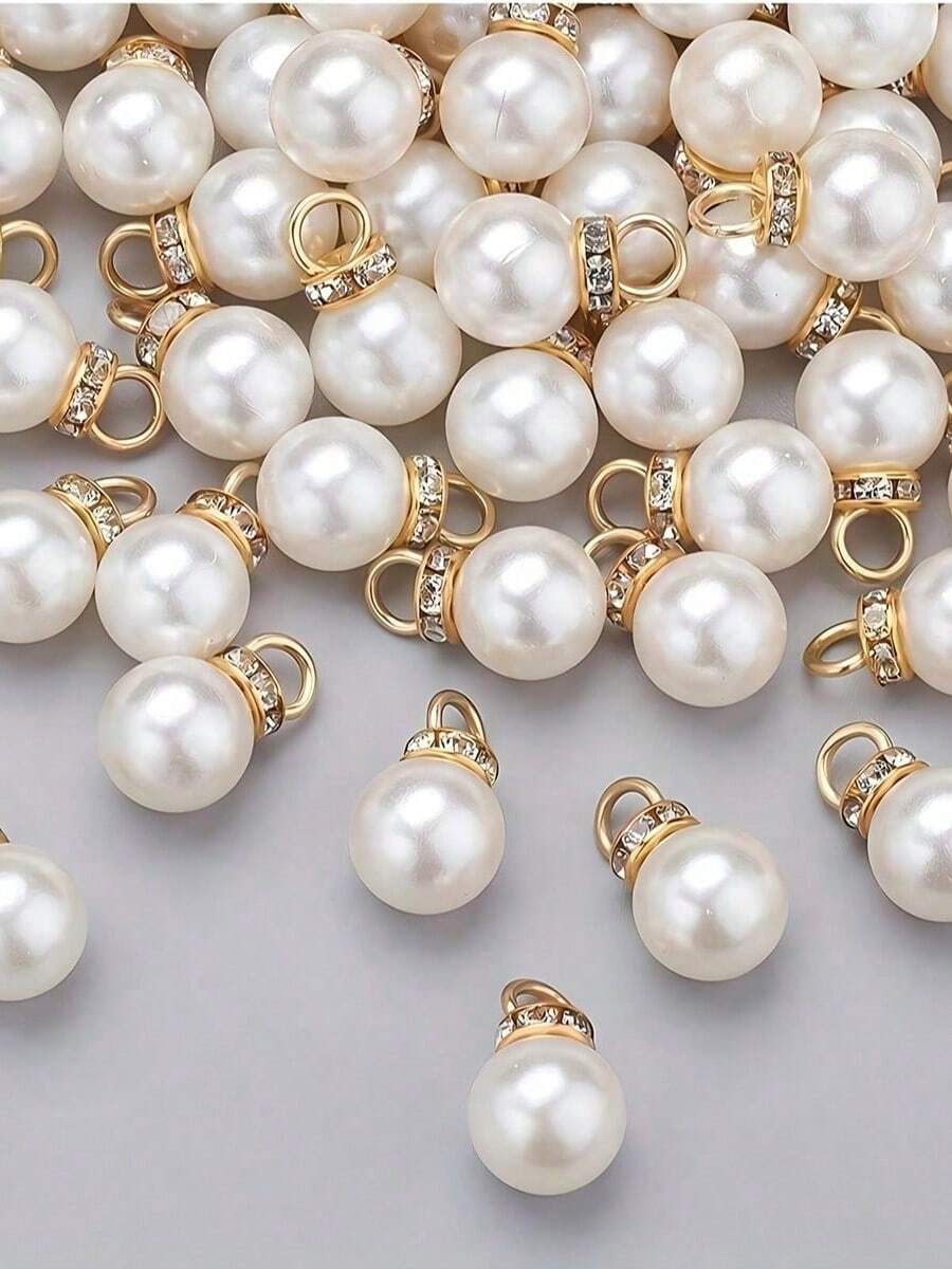 14毫米圆形仿珍珠吊坠珠，夏季海滩度假风格 - 彩色 - 查看 1