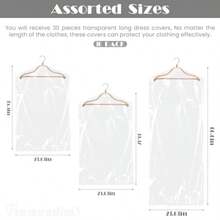 Framendino paquete de 30 bolsas transparentes para ropa de limpieza en seco fundas de plástico para colgar ropa 3 tamaños - 23.6 x 35.5 pulgadas y 23.6 x 47 pulgadas y 23.6 x 60 pulgadas - Ver 2