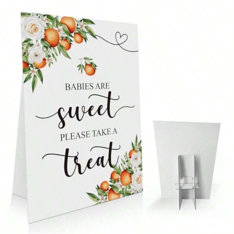 DBabies Are Sweet Sign For Baby Shower Dert Table Little Cutie Baby Shower Decorations Orange Theme Babyshower Treat Sign Citrus Decor Table Signs-CTLP03 - 彩色 - 查看 1