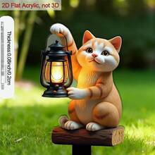 1 chiếc biển đánh dấu cây cảnh hình mèo 2D bằng acrylic, thích hợp để trang trí chậu cây ngoài trời. - A - Xem 6