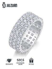 Nhẫn Moissanite bạc 925 cao cấp, không gây dị ứng, nhẫn đính hôn/cưới, thiết kế tối giản, dễ đeo hàng ngày, quà tặng cho ngày Valentine, sinh nhật, đám cưới, kèm hộp quà và giấy chứng nhận. - Bạc - Xem 2