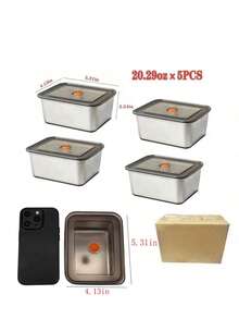 不锈钢密封食品储存容器，带防漏盖 - 非常适合午餐、零食和餐食准备 - 可重复使用且耐用，适用于水果、蔬菜等 - 非常适合家庭和办公室使用，方形餐食准备容器不锈钢容器 - 彩色 - 查看 18