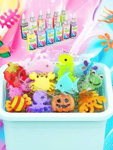 Juego de juguetes de gel mágico con agua que brilla, set de gel apretable para aliviar el estrés (incluye gel mágico y molde), set de manualidades con perlas de agua, juguete de gel suave DIY, juguete sensorial de criaturas de gel mágico que brillan con agua, manualidad creativa, actividad divertida para el hogar, regalo de Navidad, regalo de cumpleaños - Multicolor - Ver 10