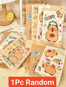 1/4pcs Soft Leather Spiral Notebook With Cute Capybara Pattern, 50 Pages, Ideal For Students, Office Gifts, Diaries, Learning Supplies, School Supplies (Mixed Color) - Multicolor - View 11