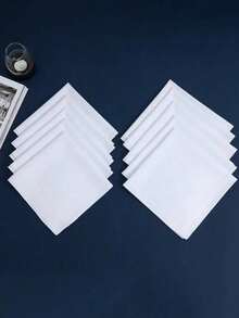 12 Packs Of Solid Color Classic Thin Absorbent Handkerchiefs, Soft And Comfortable For All Seasons, Suitable For Elderly Women To Wipe Sweat, Small Square Handkerchiefs, Suitable For Daily Use And Gifts - White - View 8