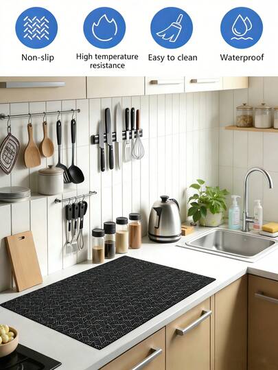 Heat-Resistant Silicone Stove Top Cover | Glass Stove Protector Mat, Suitable For Gas And Electric Stoves, Can Also Be Used As Dish Drying Mat And Anti-Scratch Kitchen Counter Protector