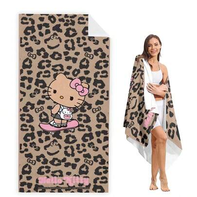 SANRIO 1条卡通图案沙滩巾 - 专为游泳和海滩活动设计，这款毛巾采用超柔软、高吸水性的超细纤维材料制成。适用于浴室、游泳池、健身房和瑜伽练习。