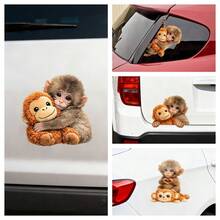 1/4pcs Cute Monkey Car Stickers, Removable Waterproof Self-Adhesive Vinyl Car Window And Bumper Decorations, Suitable For SUVs, Trucks, And Laptops. - Car Stickers - View 1